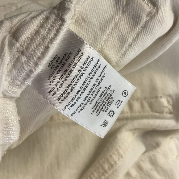 RE/DONE Orginals 90s High Rise Ankle Crop Vintage White 98% Cotton Size 26 - Picture 11 of 11